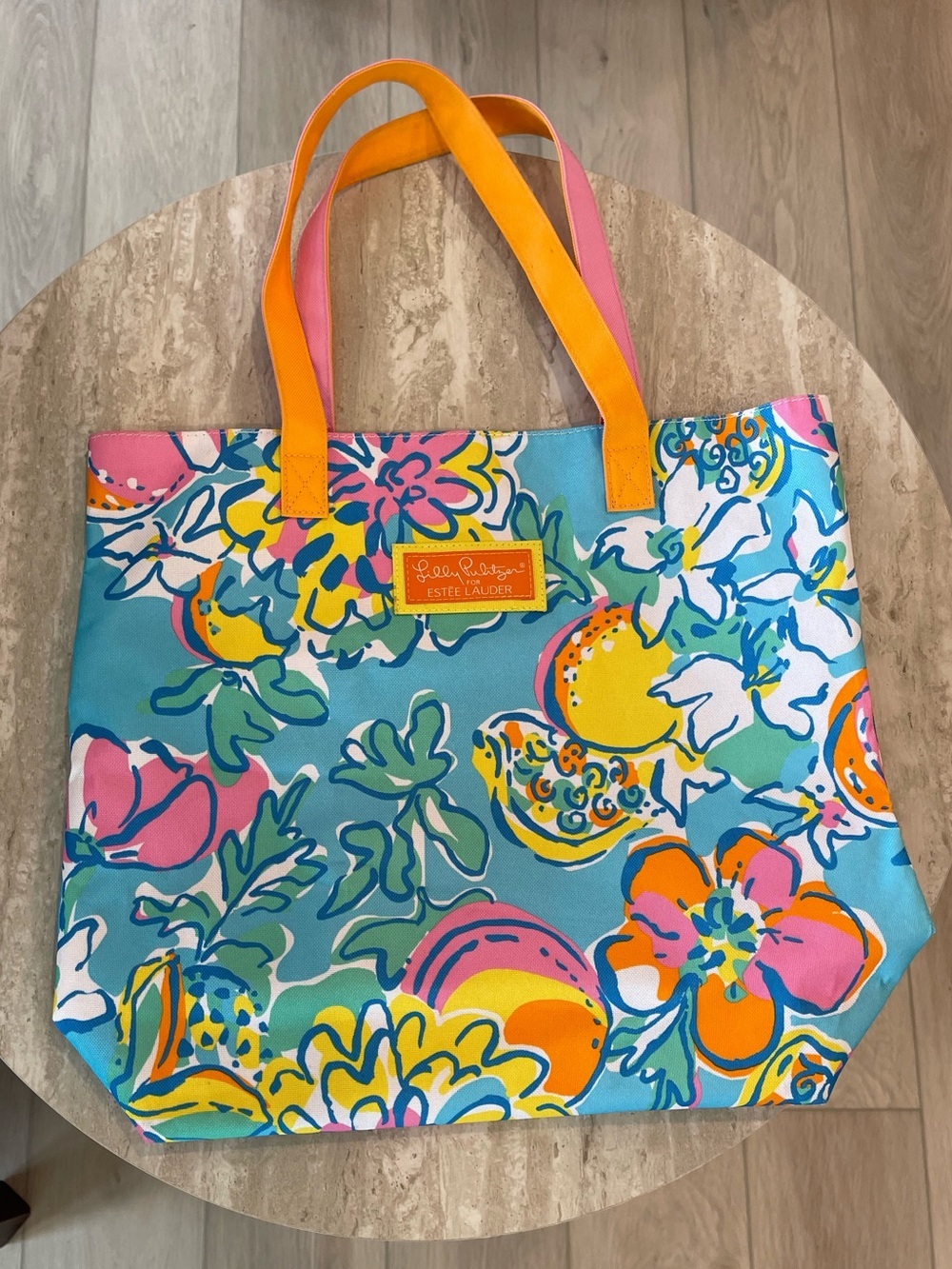 Lilly Pulitzer Estee Lauder tote bag floral summer vacation resort cruise beach